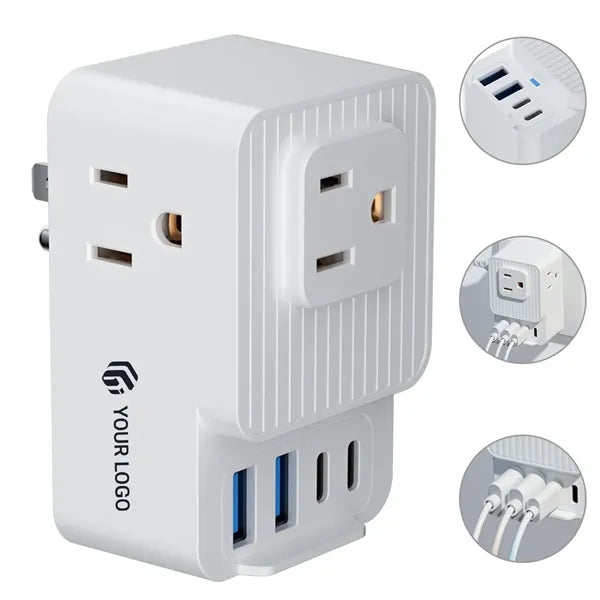 Portable home office multi plug wall outlet extender adapter
