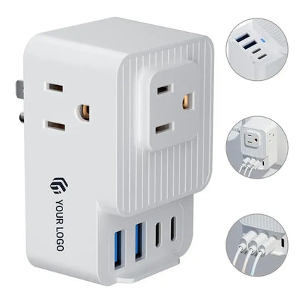 Portable home office multi plug wall outlet extender adapter