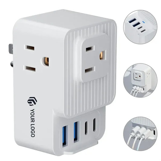 Portable home office multi plug wall outlet extender adapter