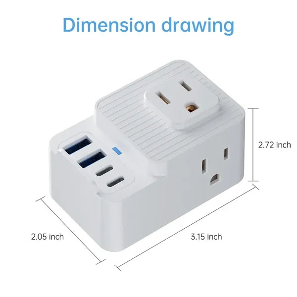 Portable home office multi plug wall outlet extender adapter