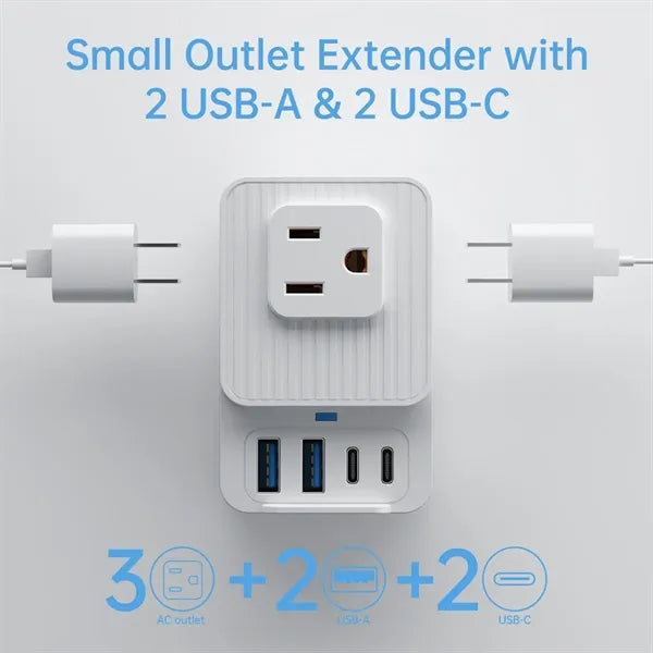 Portable home office multi plug wall outlet extender adapter