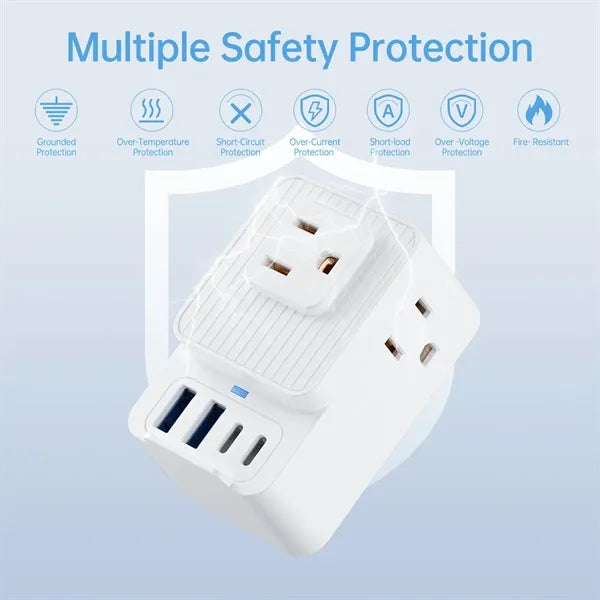 Portable home office multi plug wall outlet extender adapter