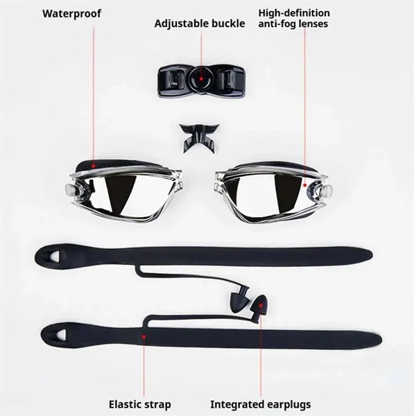 Unisex wide view anti fog adult youth diving swim goggles