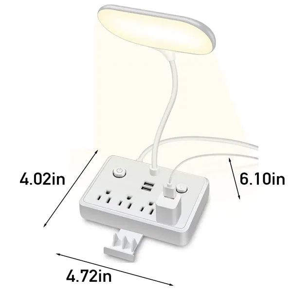 Eye-caring home office power strip outlet desk lamp
