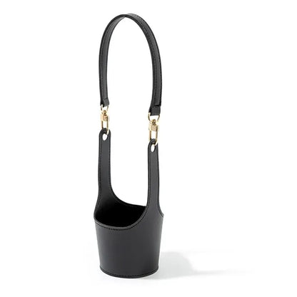 Leather Glass Cup Sleeve with Strap
