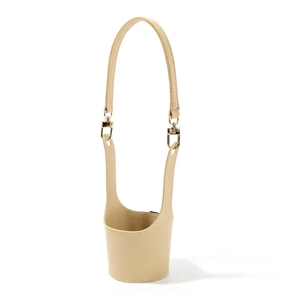 Leather Glass Cup Sleeve with Strap