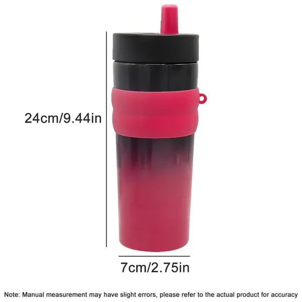 Stainless Steel Vacuum Insulated Bottle with Straw & Strap