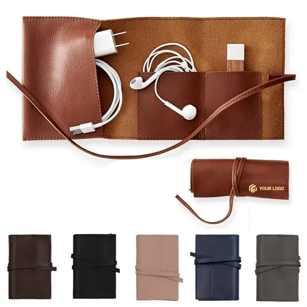 Portable travel electronic accessory cord organizer case