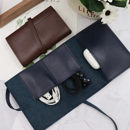 Portable travel electronic accessory cord organizer case
