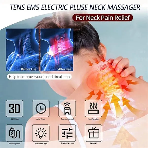 Mini portable deep heated neck massager for pain relief