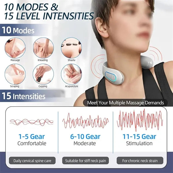 Mini portable deep heated neck massager for pain relief