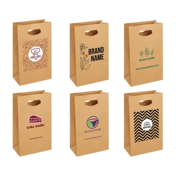 Printed Die-Cut Handle Bags - Brown (Double Sided)