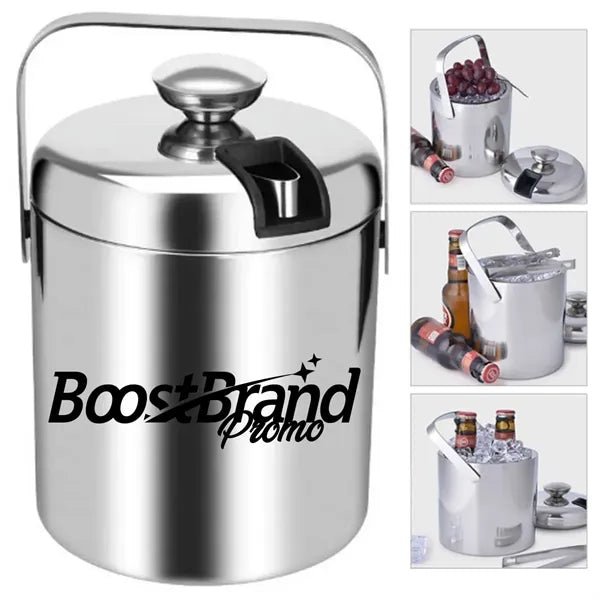 1300ml Double-Wall Ice Bucket with Tongs