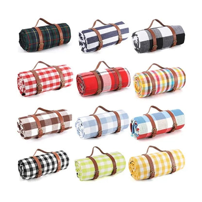 Outdoor Picnic Waterproof Blanket with Leather Straps
