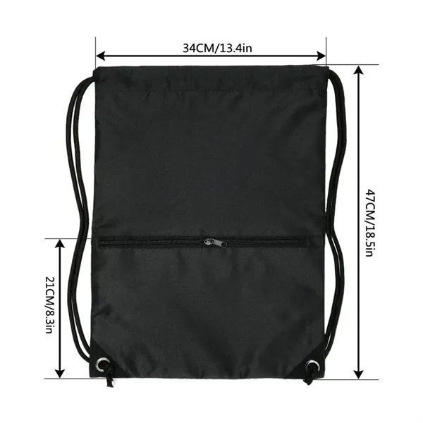 Drawstring Sports Backpack with Zipper Pocket