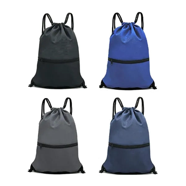 Drawstring Sports Backpack with Zipper Pocket
