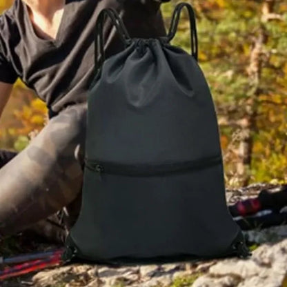 Drawstring Sports Backpack with Zipper Pocket
