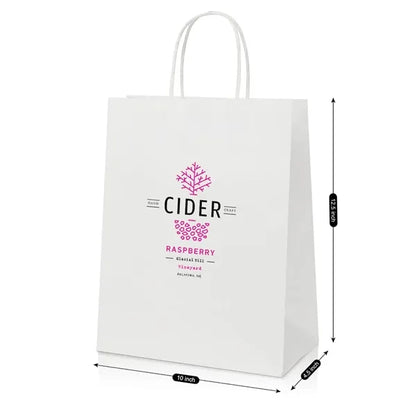 White Kraft Shopping Bag (10" X 4.5" X 12.5") Large