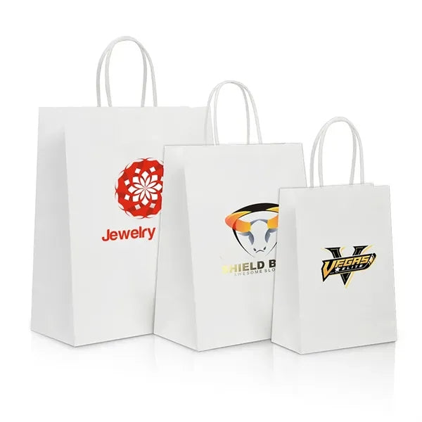 White Kraft Shopping Bag (8" X 4" X 10") Medium