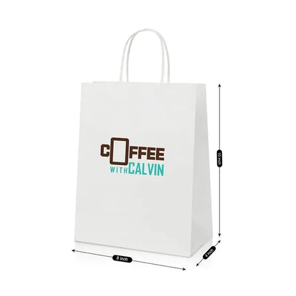 White Kraft Shopping Bag (8" X 4" X 10") Medium