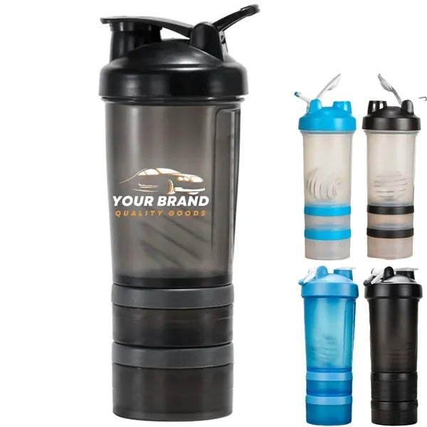 22 Oz Protein Shaker Bottle With Storage Compartment