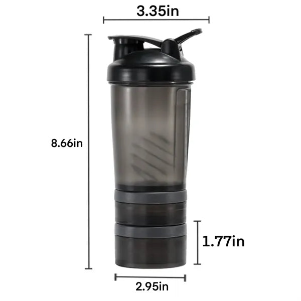 22 Oz Protein Shaker Bottle With Storage Compartment