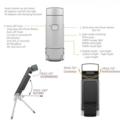 USB Mini Folding Eye Care Reading Lamp For Desk And Travel