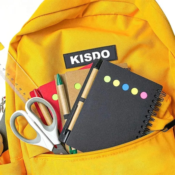 Kraft Spiral Notebook with Sticky Notes and Pen