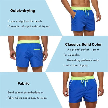 Summer quick dry men's swim trunks beach shorts with pockets