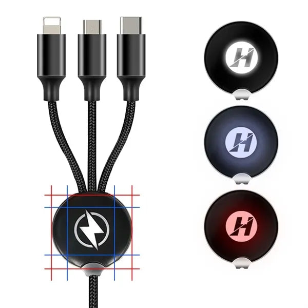 Multi 6 in 1 custom glow logo fast cord charging cable