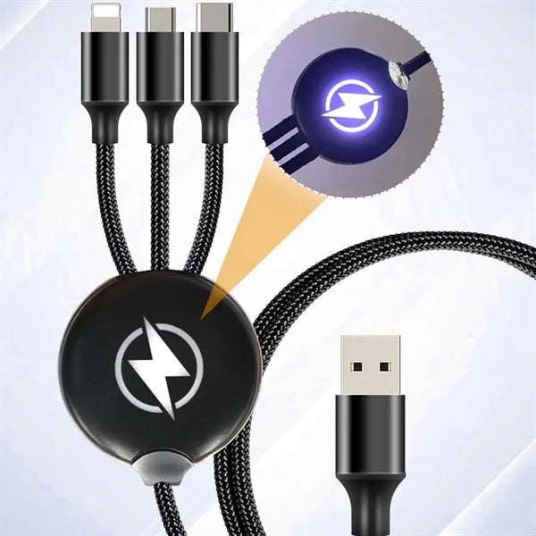 Multi 6 in 1 custom glow logo fast cord charging cable