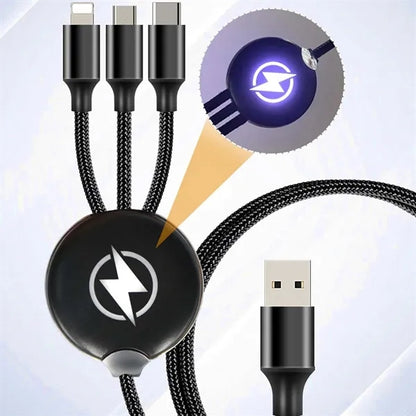 Multi 6 in 1 custom glow logo fast cord charging cable