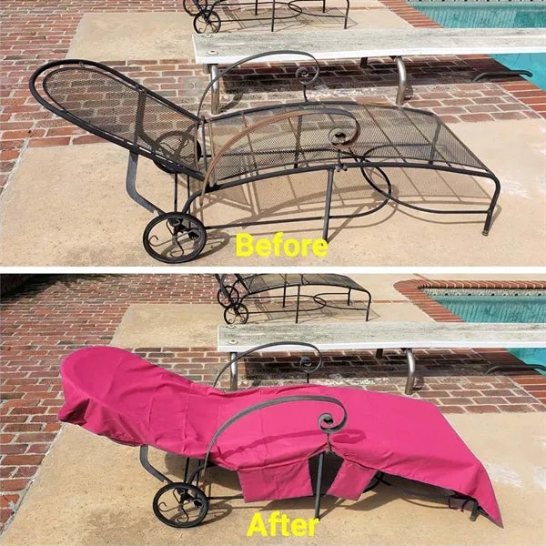 Beach chair towel chaise lounge cover with side pockets