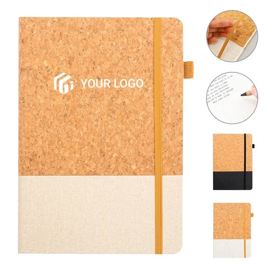 Environmental friendly cork cover lined journal notebook