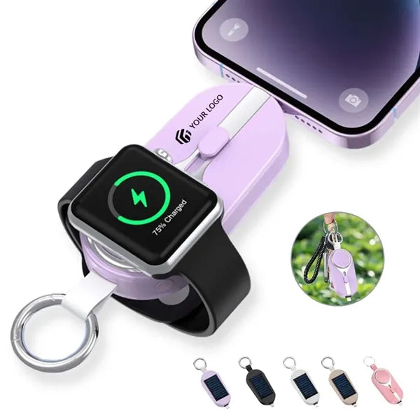 Mini 2-in-1 solar cell phone watch keychain power bank