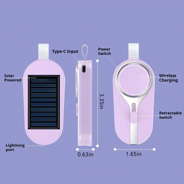 Mini 2-in-1 solar cell phone watch keychain power bank
