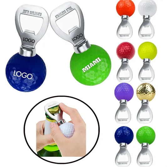 Custom Logo Coaster Golf Ball Shape Beer Bottle Opener