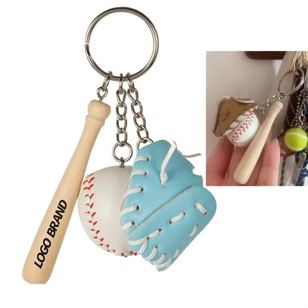 Mini Baseball Glove Set Keychain Bag Backpack Ornament