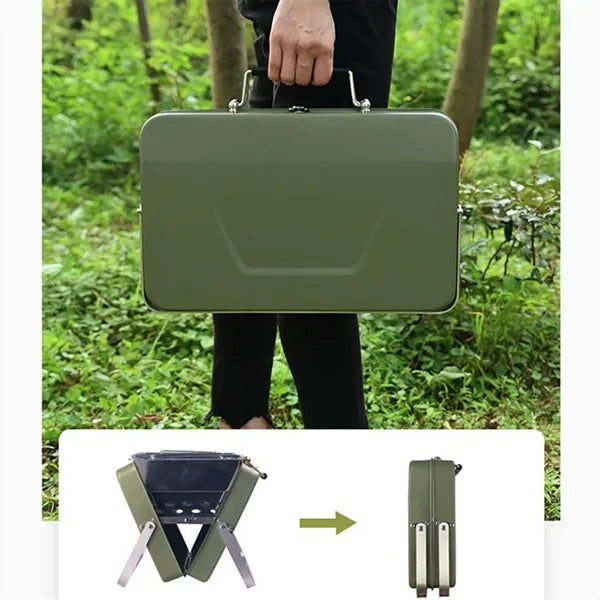 Household outdoor folding barbecue stove tabletop grill
