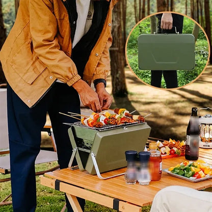 Household outdoor folding barbecue stove tabletop grill