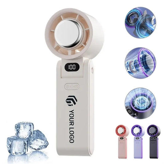 Portable folding high speed turbine cooling handheld fan