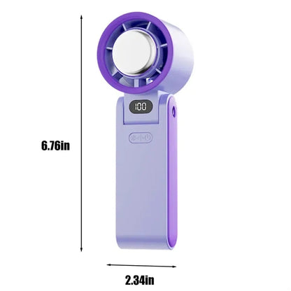 Portable folding high speed turbine cooling handheld fan