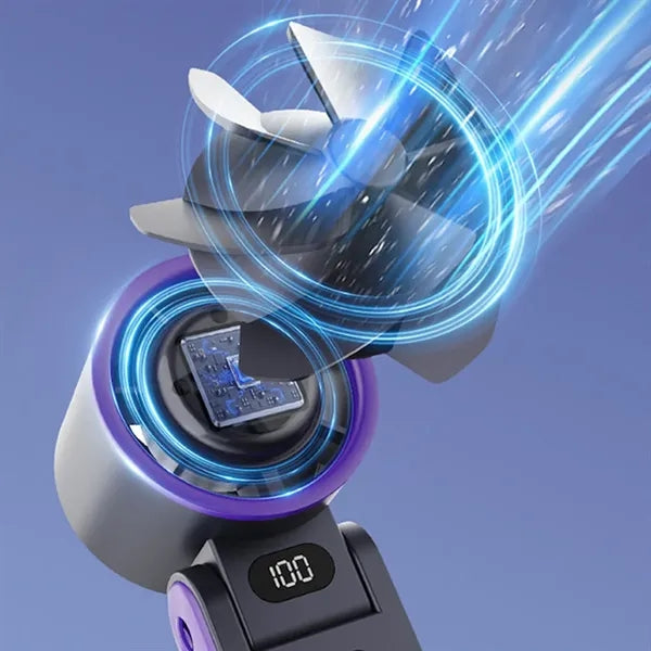 Portable folding high speed turbine cooling handheld fan