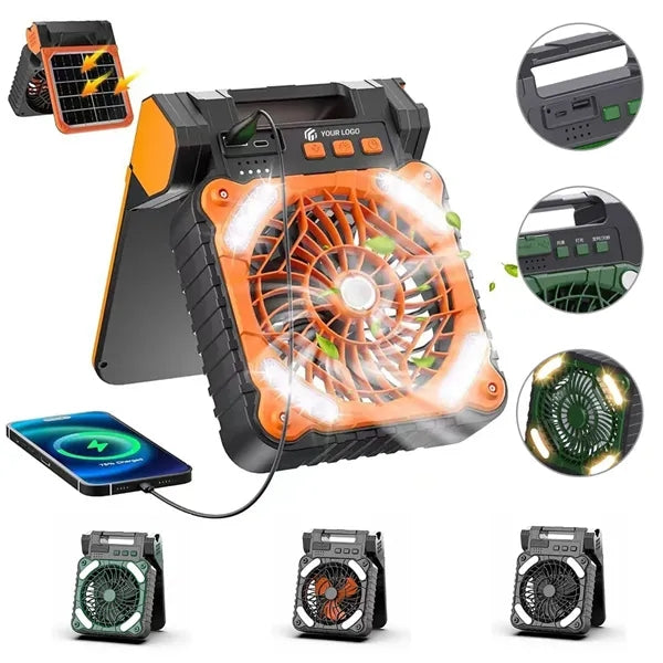 Outdoor camping solar foldable charging desktop fan