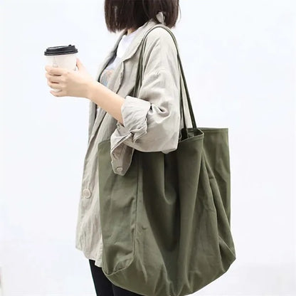 Woman shopping travel durable shoulder large canvas tote bag