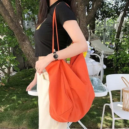 Woman shopping travel durable shoulder large canvas tote bag