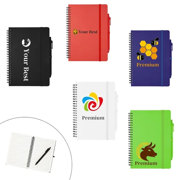 Recycled Spiral Notebook with Pen Set(5"X7")