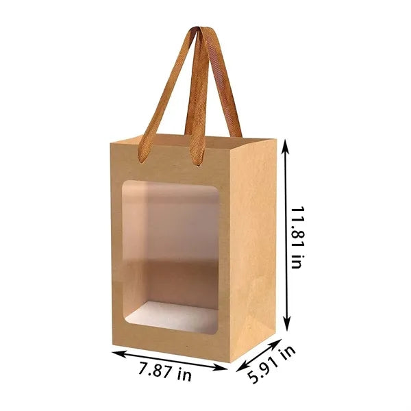 Shopping party favor paper gift bags with transparent window