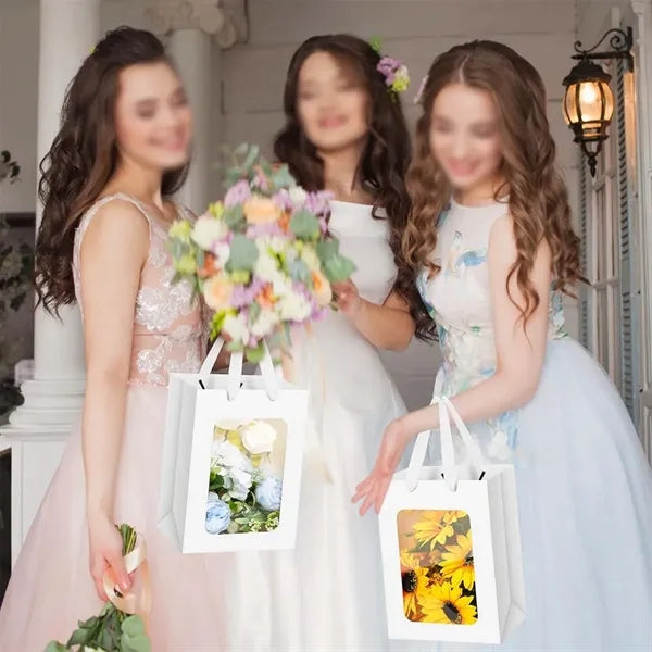 Shopping party favor paper gift bags with transparent window