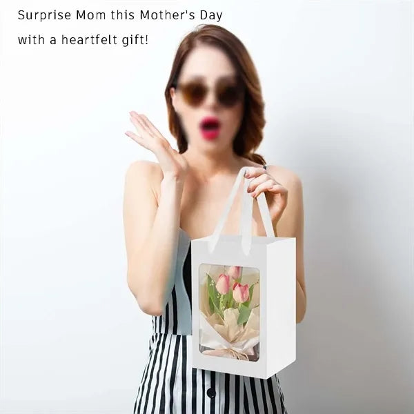 Shopping party favor paper gift bags with transparent window